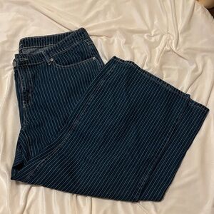 Wild Fable Dark Blue Striped Wide Leg Jeans